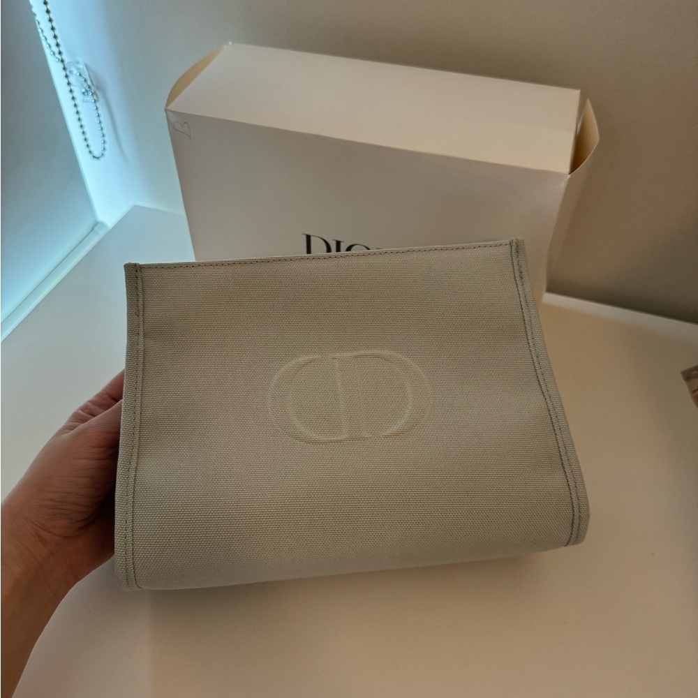 Dior Light Gray Canvas Cosmetics Pouch
